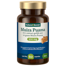 Holland & Barrett Muira Puama 500mg 20:1 Extract Gelijk Aan 10 Gram Muira Puama - 60 capsules
