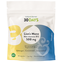 Holland & Barrett 30DAYS Lion's Mane Met Vitamine B12 500mg - 30 capsules