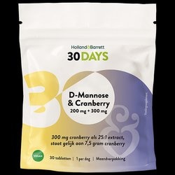 Holland & Barrett 30DAYS D-Mannose 200mg & Cranberry 300mg - 30 tabletten