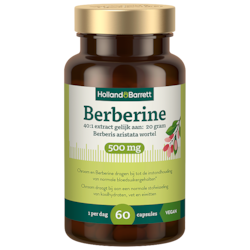 Holland & Barrett Berberine 500 mg 40:1 Extract: Gelijk Aan 20 Gram Berberine + Chroom - 60 capsules