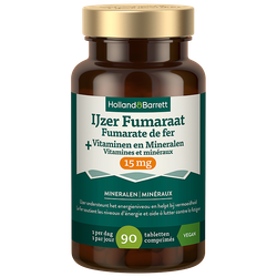 Holland & Barrett IJzer Fumaraat 15mg + Vitaminen & Mineralen - 90 tabletten