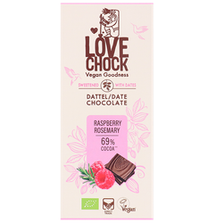 Lovechock Date Chocolate Raspberry Rosemary 69% – 70g