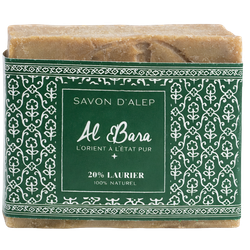 Al Bara Syrische Aleppozeep Olijf + 20% Laurierbesolie - 200g