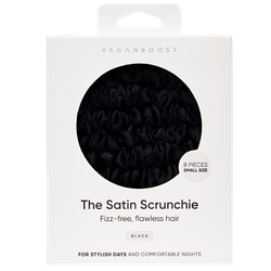 VeganBoost Satin Scrunchies Black - 8 stuks