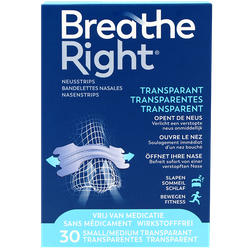 Breathe Right Neusstrips Small/Medium Transparant - 30 stuks