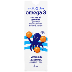 Arctic Blue Omega 3 Soft Fish Oil Gummies Vitamine D Strawberry Citrus - 3 gummies