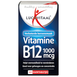 1+1 gratis | Lucovitaal Vitamine B12 1000mcg Kersensmaak - 60 kauwtabletten