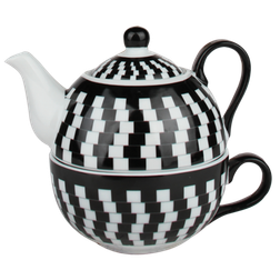 Cosy Trendy Theepot Kop Zwart Wit Geblokt cosy trendy kopen in de aanbieding
