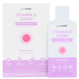 YourZooki Liposomal Vitamin D3 3000IU & K2 100UG Mixed Berry Flavour 15ml (14 zakjes)