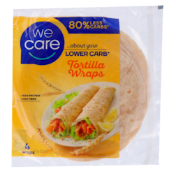 WeCare Lower Carb Tortilla Wraps - 4 x 40g