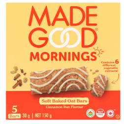 MadeGood Mornings Soft Baked Oat Bar Cinnamon Bun - 5x30g