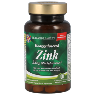 Holland & Barrett Zink Gluconaat, 25mg (100 Tabletten)