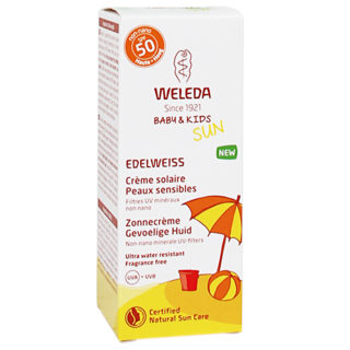 Weleda Edelweiss Zonnecreme Gevoelige Huid + Baby & Kids SPF50 (50ml)