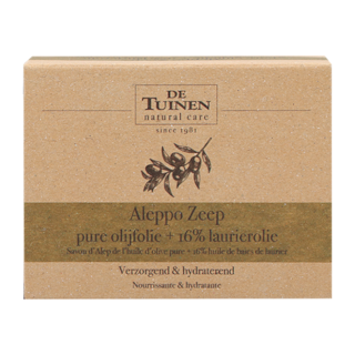 De Tuinen Aleppo Zeep pure olijfolie + 16% laurierolie (150 gr)
