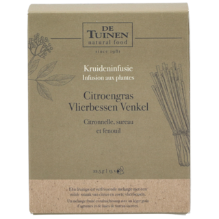De Tuinen Thee Citroengras Vlierbessen Venkel - 15 theezakjes