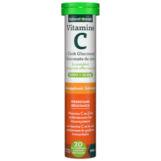 Holland & Barrett Vitamine C + Zink Gluconaat 1000 + 15 mg Sinaasappelsmaak - 20 Bruistabletten