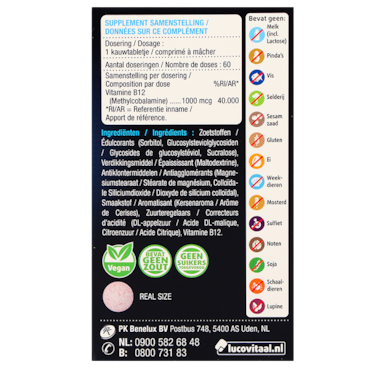 Lucovitaal Vitamine B12 1000mcg Kersensmaak - 60 kauwtabletten image 3