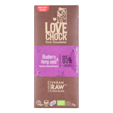 Lovechock Blueberry & Hemp Seed 85% Cacao Bio - 70g image 1