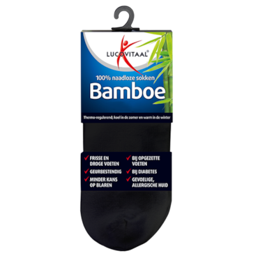 Lucovitaal Bamboe Enkelsokken Zwart 43-46