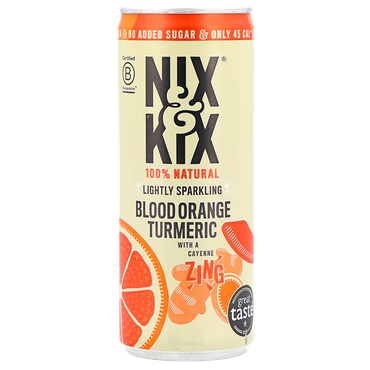 Reviews over Nix & Kix Lightly Sparkling Bloodorange Turmeric Drink – 250ml