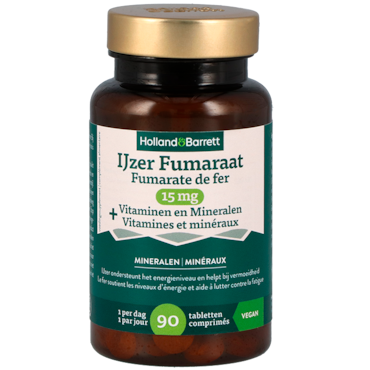 Holland & Barrett IJzer Fumaraat 15mg + Vitaminen en Mineralen - 90 tabletten image 1