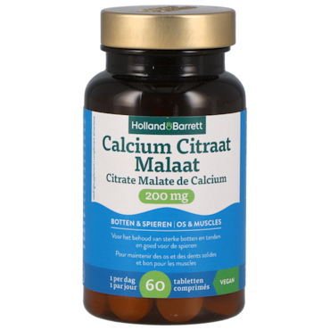 Holland & Barrett Calcium Citraat Malaat 200 mg - 60 Tabletten image 1