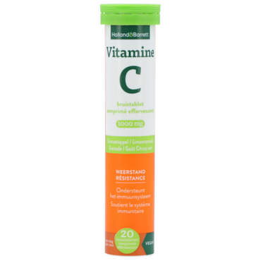 Holland & Barrett Vitamine C Bruistablet 1000mg Granaatappel / Limoensmaak - 20 bruistabletten image 1