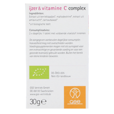 GSE phyto vitamines fer & vitamine C Complexe 30gr - 60 tabletten image 3