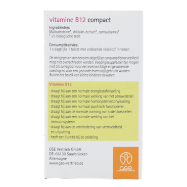 GSE Vitamine B12 Compact (120 tabletten) image 3