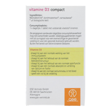 GSE Vitamine D3 Compact (60 comprimés) image 3