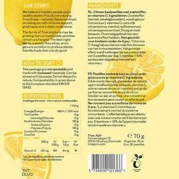 True Drops Lemon & Vitamin C - 30 keelpastilles image 3