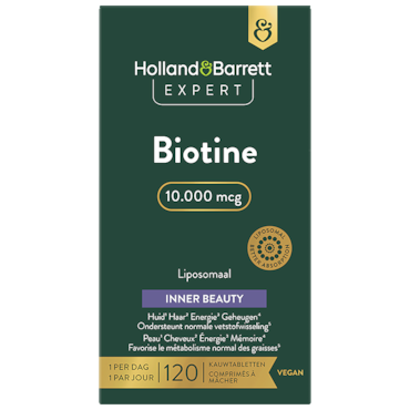 Holland & Barrett Expert Biotine 10.000mcg Liposomaal - 120 kauwtabletten image 1
