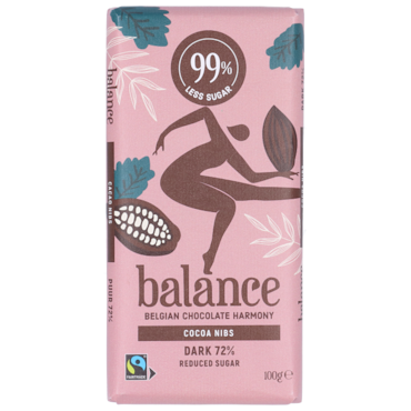 Balance Cacao Nibs 72% Pure Chocoladereep - 100g image 1