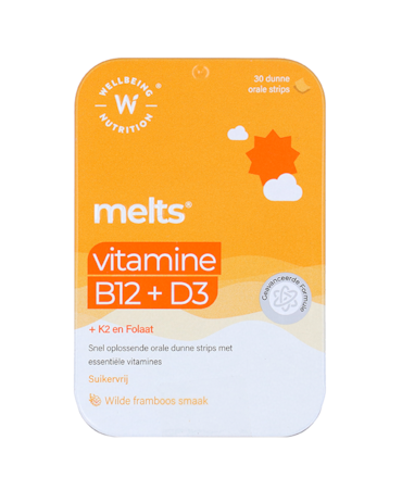 Wellbeing Nutrition Vitamine B12 + D3 + K2 + Folaat- 30 smeltblaadjes image 1