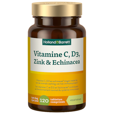 Holland & Barrett Vitamine C, D3, Zink & Echinacea - 120 tabletten image 1