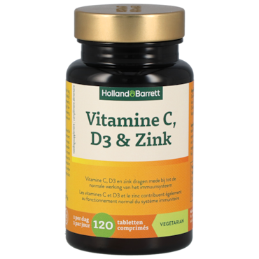 Holland & Barrett Vitamine C, D3 & Zink - 120 tabletten image 1