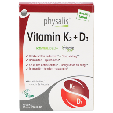 Physalis Vitamin K2 + D3 - 60 smelttabletten image 1