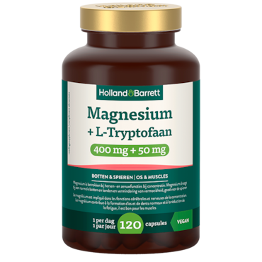 Holland & Barrett Magnesium + L-Tryptofaan 400mg + 50mg - 120 capsules image 1