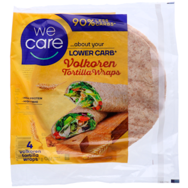WeCare Lower Carb Volkoren Tortilla Wraps - 4 x 40g image 1