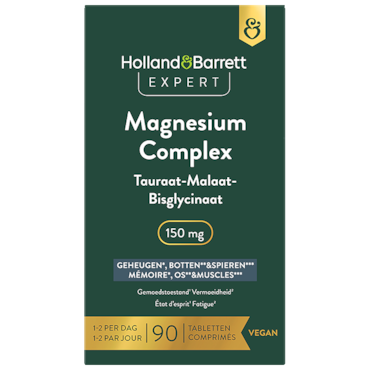 Holland & Barrett Expert Magnesium Complex Tauraat-Malaat-Bisglycinaat 150mg - 90 tabletten image 1