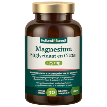 Holland & Barrett Magnesium Bisglycinaat En Citraat 175mg - 90 tabletten image 1