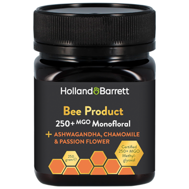 Holland & Barrett Bee Product 250 MGO + Ashwagandha, Kamille & Passievrucht - 250g image 1