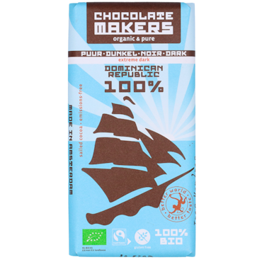 Chocolatemakers Tres Hombres Extreem Pure Chocolade 100% - 80g image 1