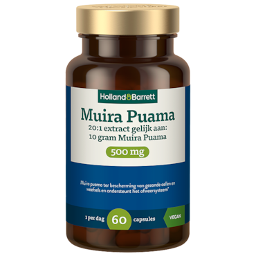 Holland & Barrett Muira Puama 500mg 20:1 Extract Gelijk Aan 10 Gram Muira Puama - 60 capsules image 1