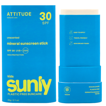 Attitude Sunly Kids Sunscreen Stick Unscented 30 SPF - 60g image 2