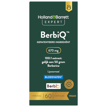 Holland & Barrett BerbiQ 670mg 100:1 Extract: Gelijk Aan 50 Gram Berberine Liposomaal - 60 capsules image 1