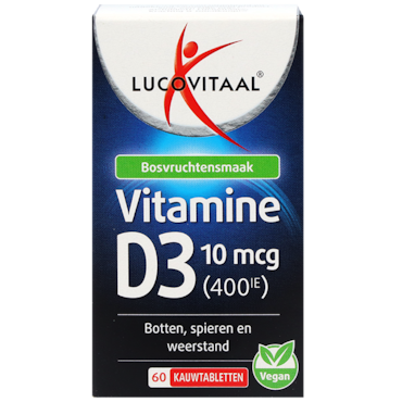 Lucovitaal Vegan Vitamine D3 10mcg – 60 kauwtabletten image 1