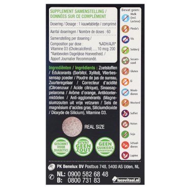 Lucovitaal Vegan Vitamine D3 10mcg – 60 kauwtabletten image 3