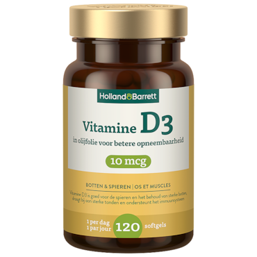 Holland & Barrett Vitamine D3 In Olijfolie 10mcg - 120 softgels image 1