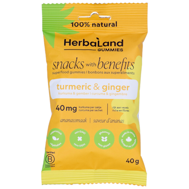 Herbaland Snacks with Benefits Turmeric & Ginger Gummies - 40g image 1